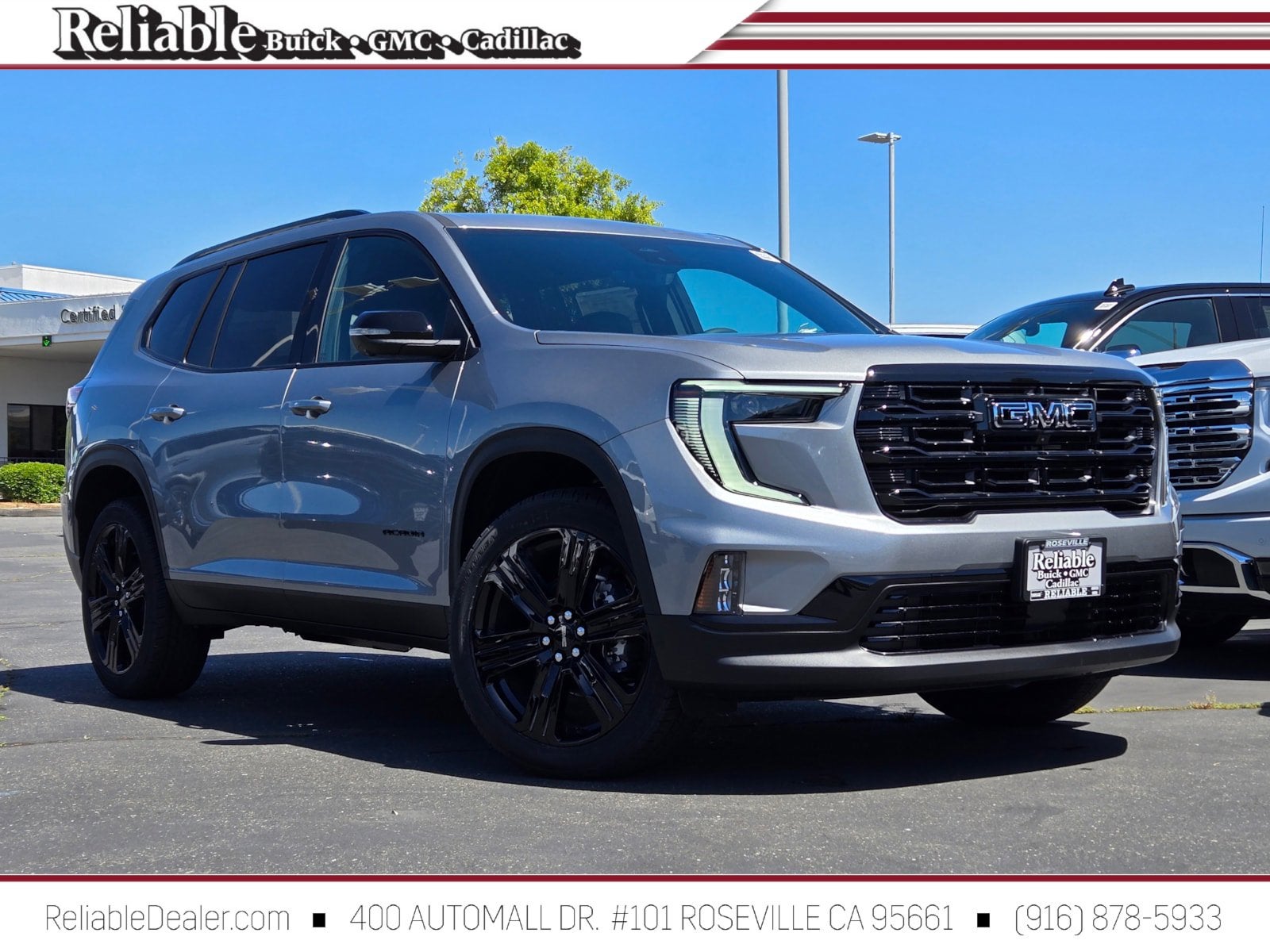 2026 GMC Acadia Elevation in Sterling Metallic — front three-quarter view