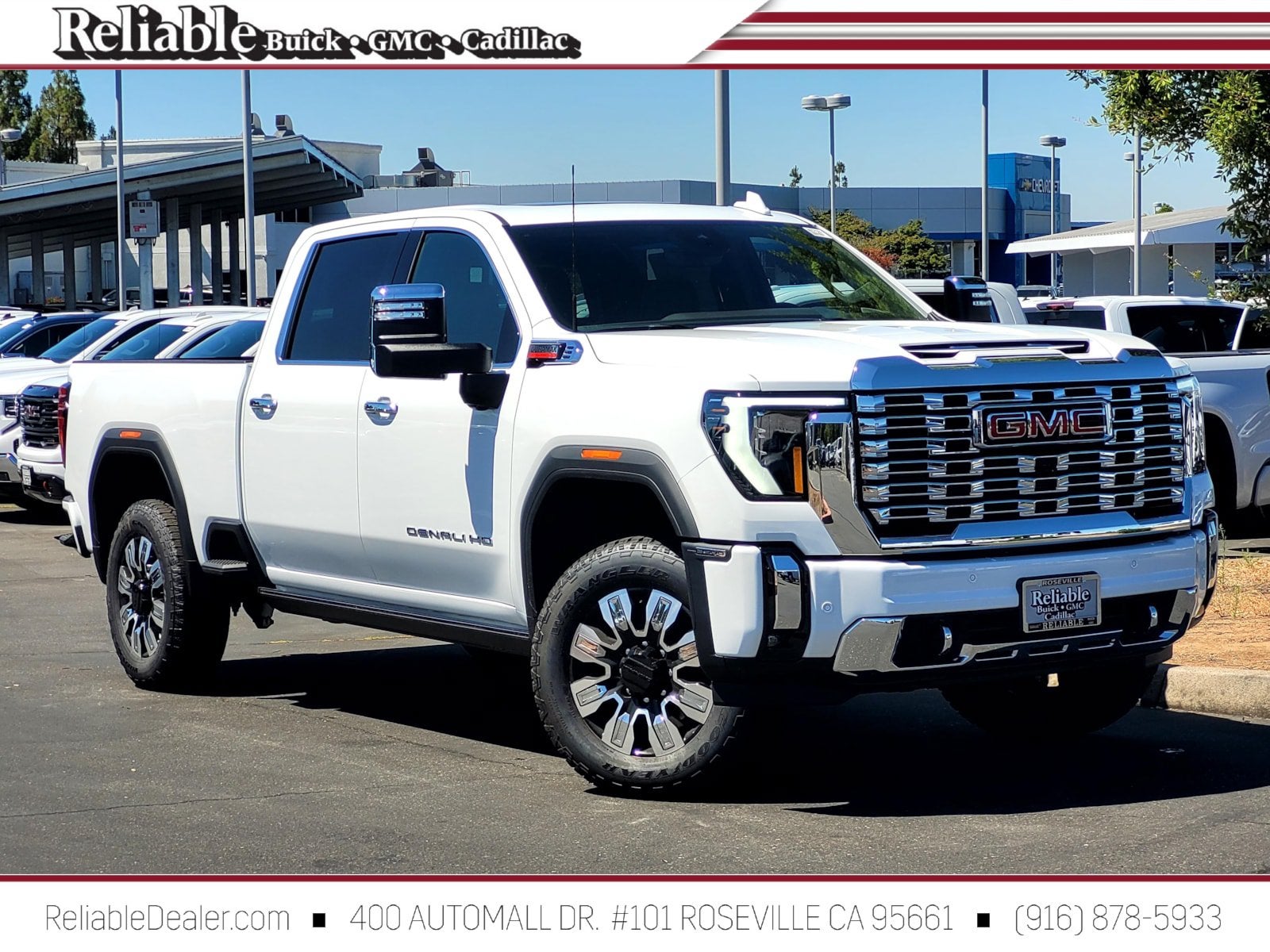 2026 GMC Sierra 2500 HD Denali in Summit White — front three-quarter view