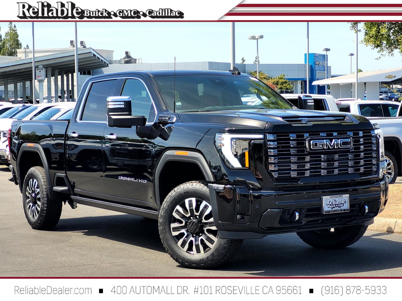 2026 GMC Sierra 2500 HD Denali Ultimate in Onyx Black — front three-quarter view