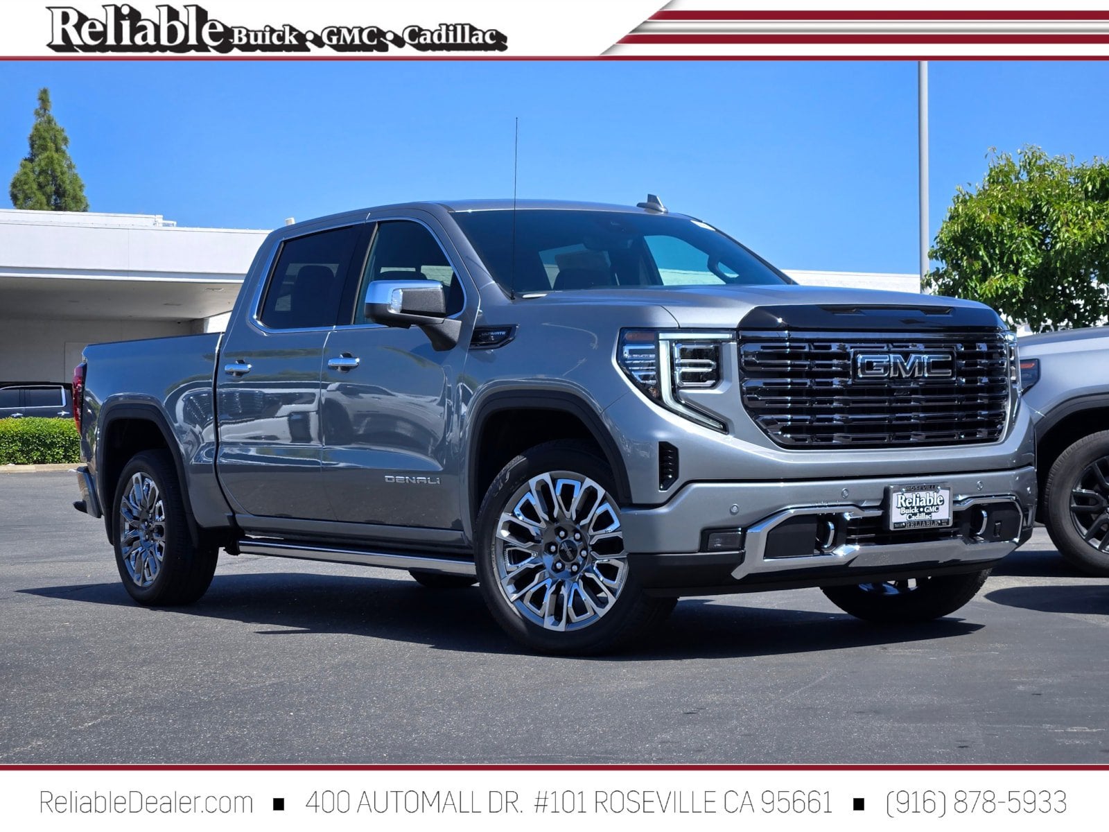 2026 GMC Sierra 1500 Denali Ultimate in Sterling Metallic — front three-quarter view