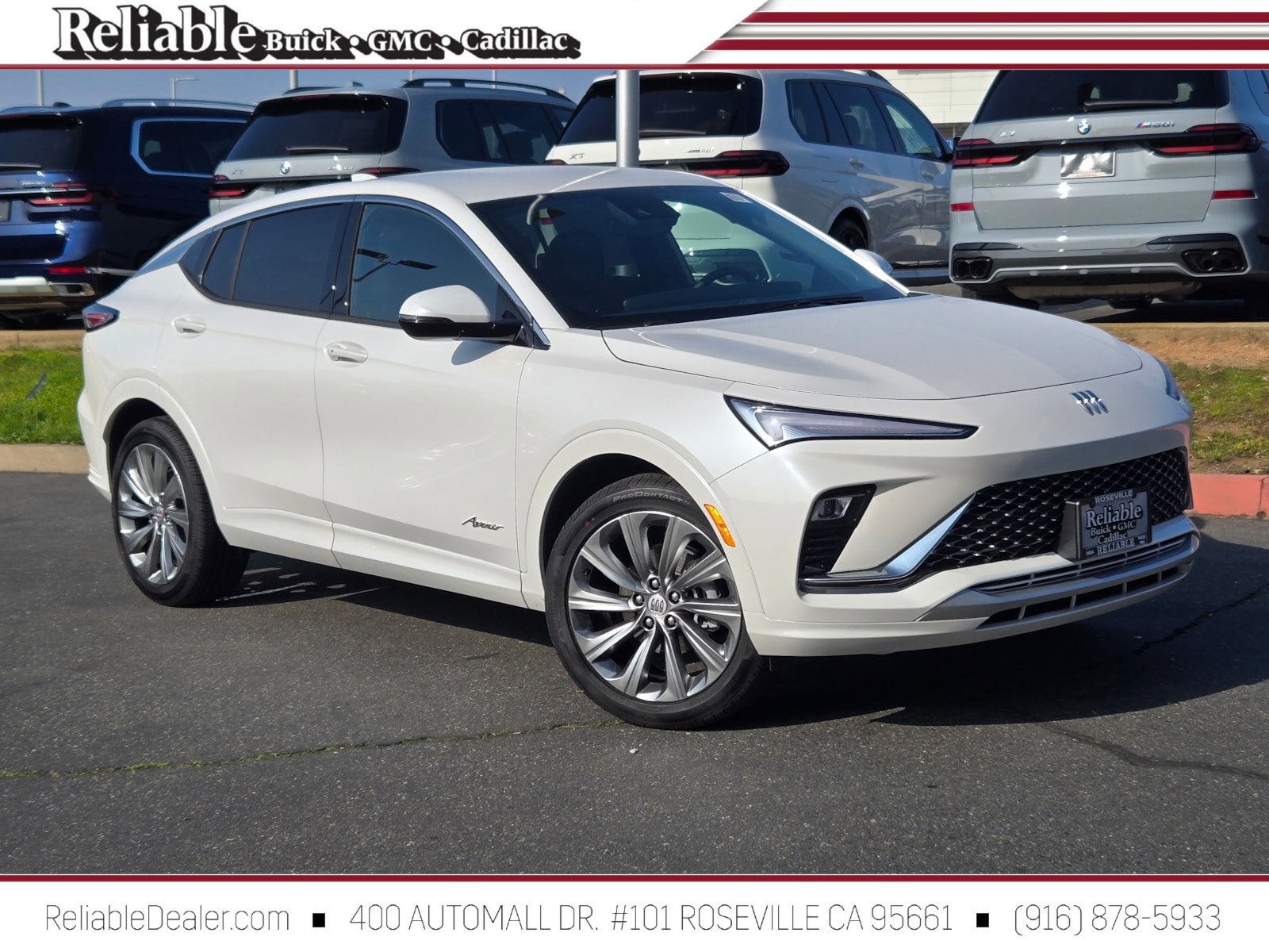 2026 Buick Envista Avenir in White Frost Tricoat — front three-quarter view