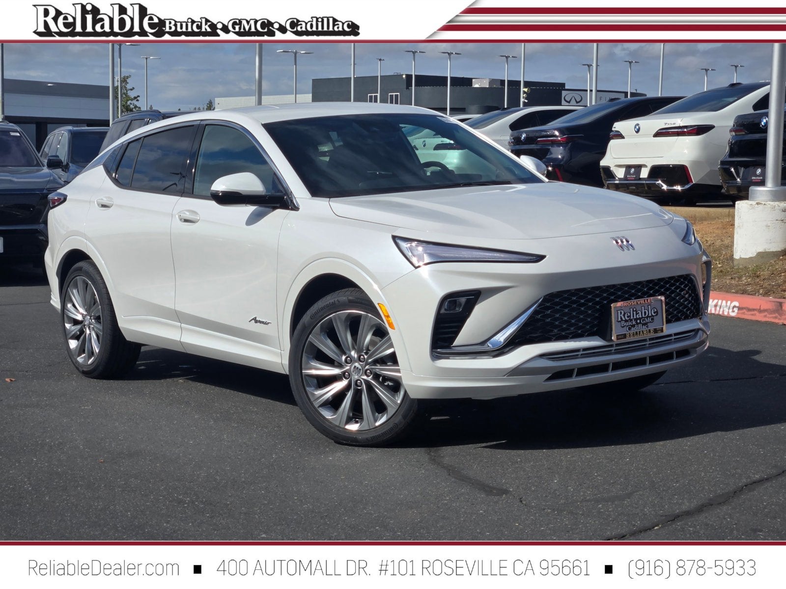 2026 Buick Envista Avenir in White Frost Tricoat — front three-quarter view