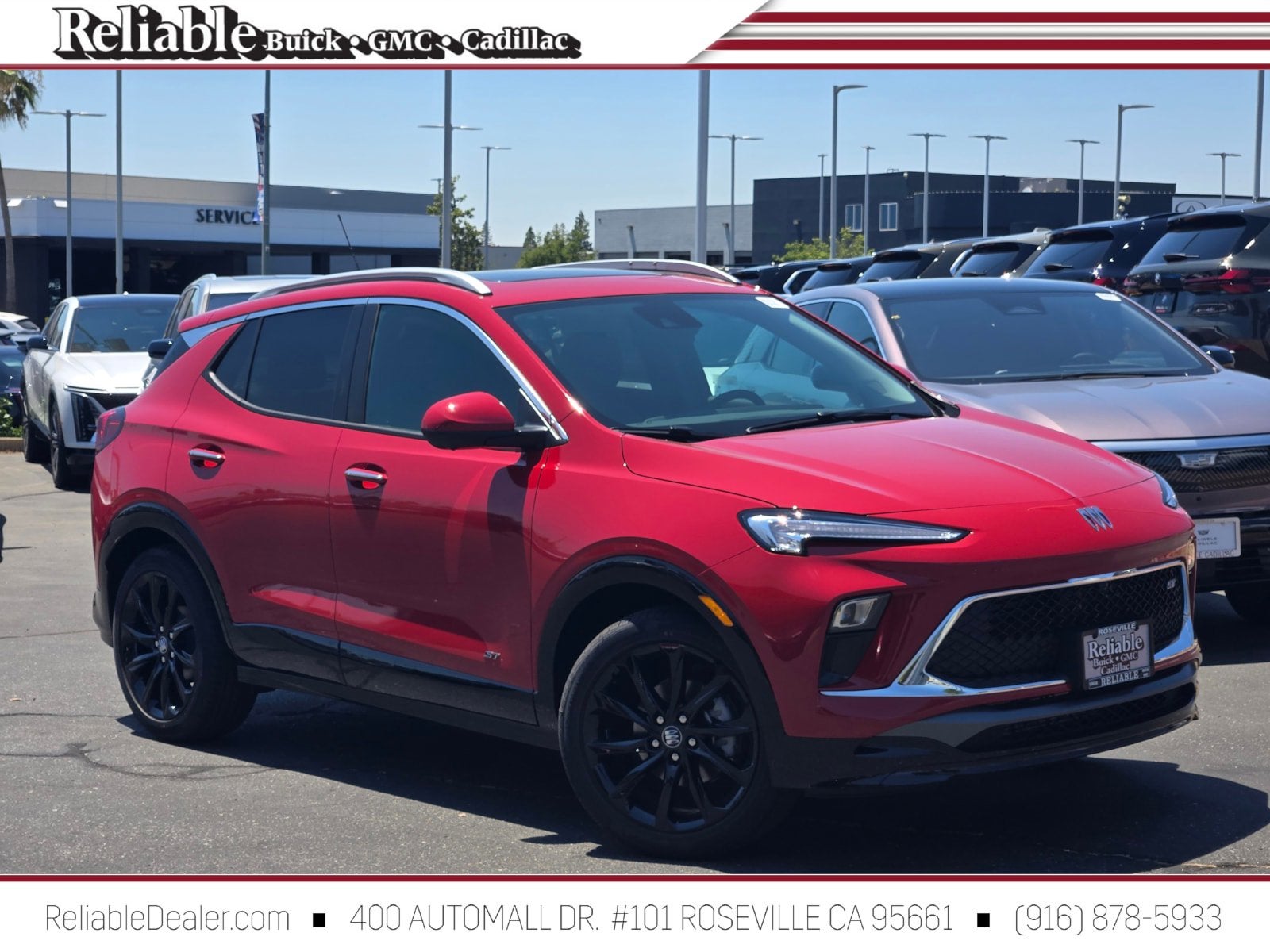2026 Buick Encore GX Sport Touring in Brilliant Red — front three-quarter view